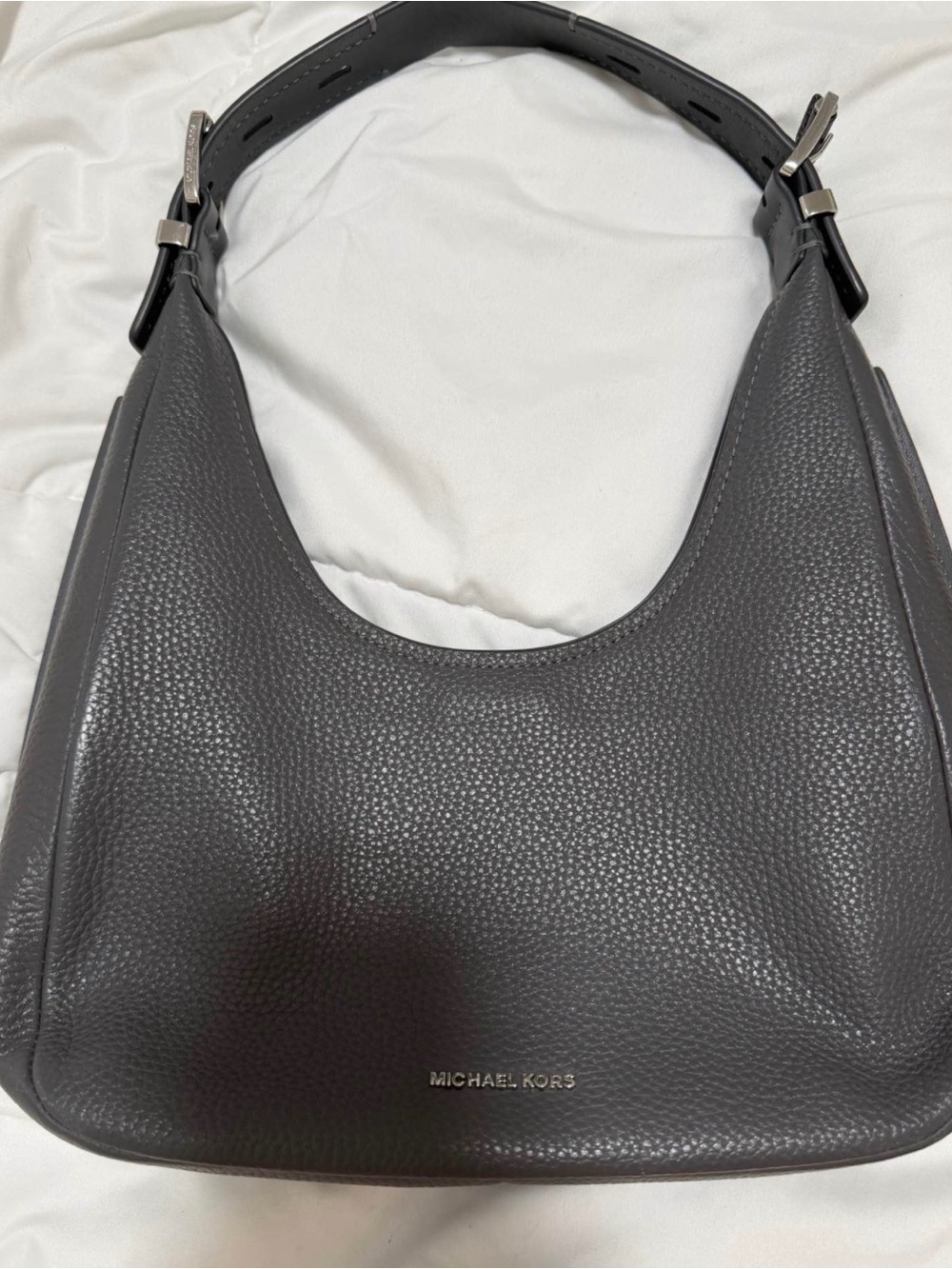 Michael Kors Pebbled Leather Shoulder Bag in Charcoal